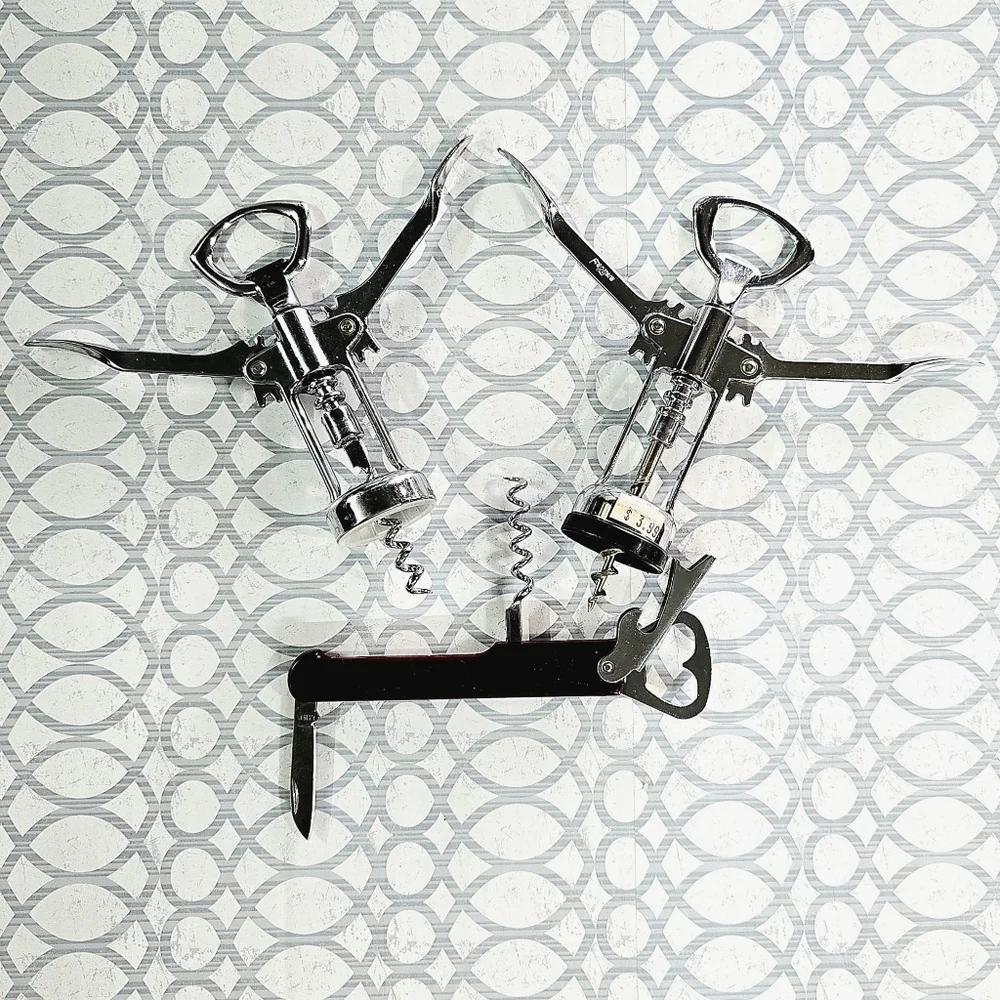 CCOMING SOON 3PC Franmara Italy Wing Corkscrew NOS Wine Opener Chrome Bar Cart